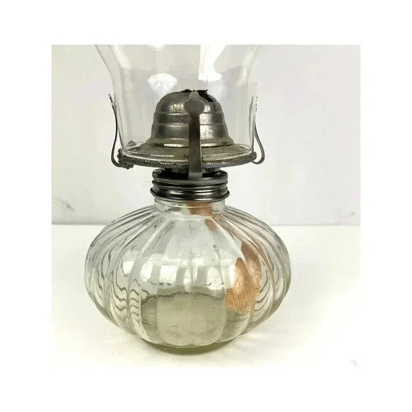VTG Clear Glass Kerosene Oil Lamp Decor 13" - Picture 3 of 11